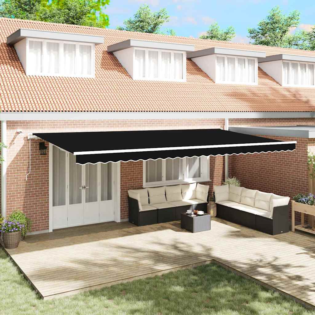 Tenda Retrattile Nero 600 × 300 cm Tessuto e Metallo