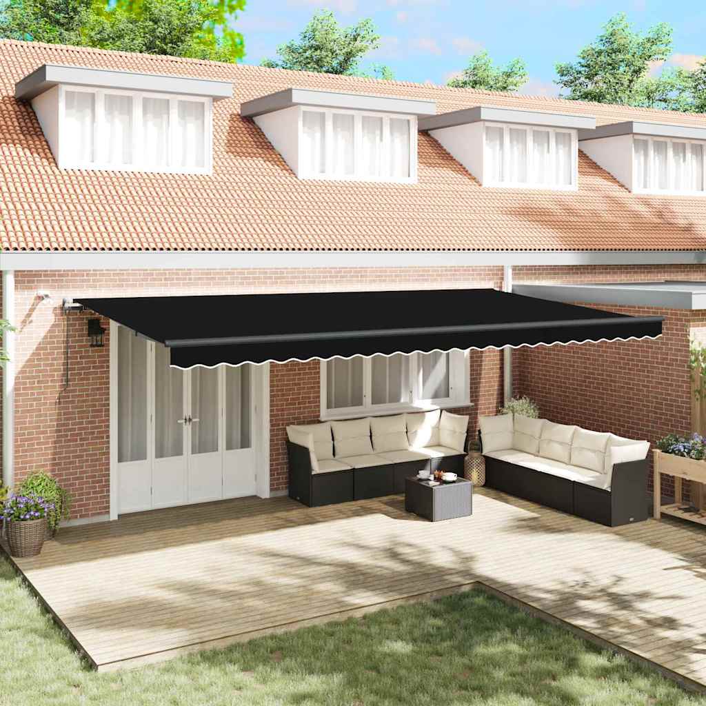 Tenda Retrattile con Nero 600 × 300 cm Tessuto