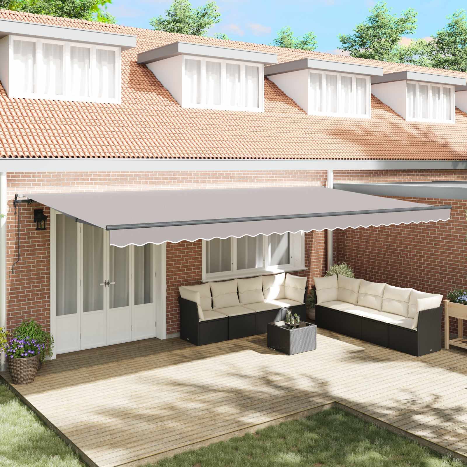 Tenda retrattile Grigio Chiaro 600 × 300 cm Tessuto e Alluminio | homemem39