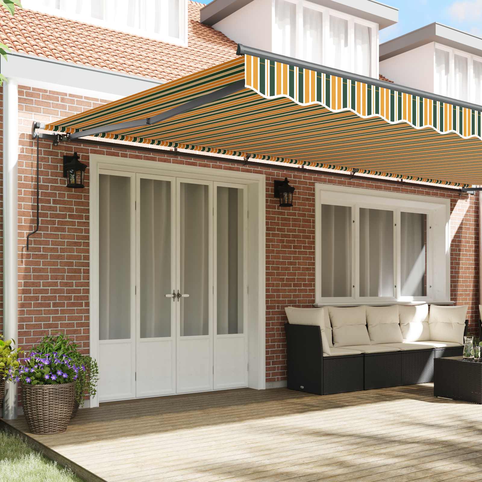 Tenda Retrattile Verde e giallo 600 × 300 cm | homemem39