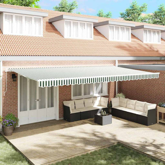 Tenda retrattile Verde e Bianco 600 × 300 cm | homemem39