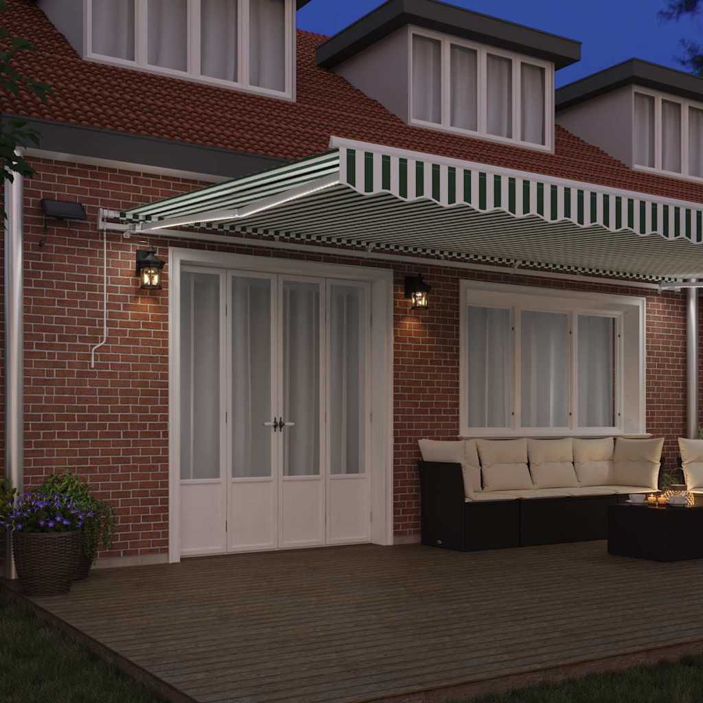 Tenda Retrattile Verde e Bianco 600 × 300 cm Tessuto e acciaio | homemem39