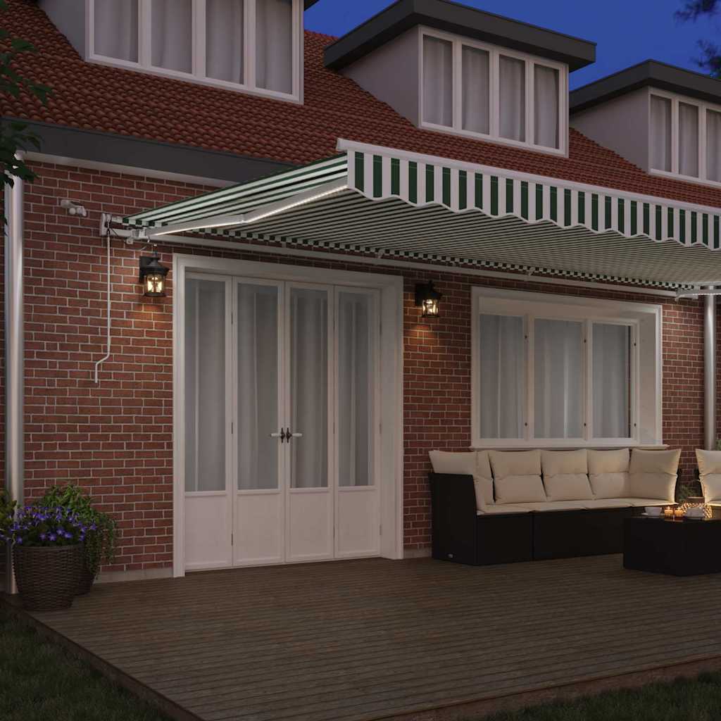 Tenda Retrattile Verde e Bianco 600 × 300 cm | homemem39