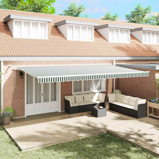 Tenda retrattile Verde e Bianco 600 × 300 cm Poliestere | homemem39