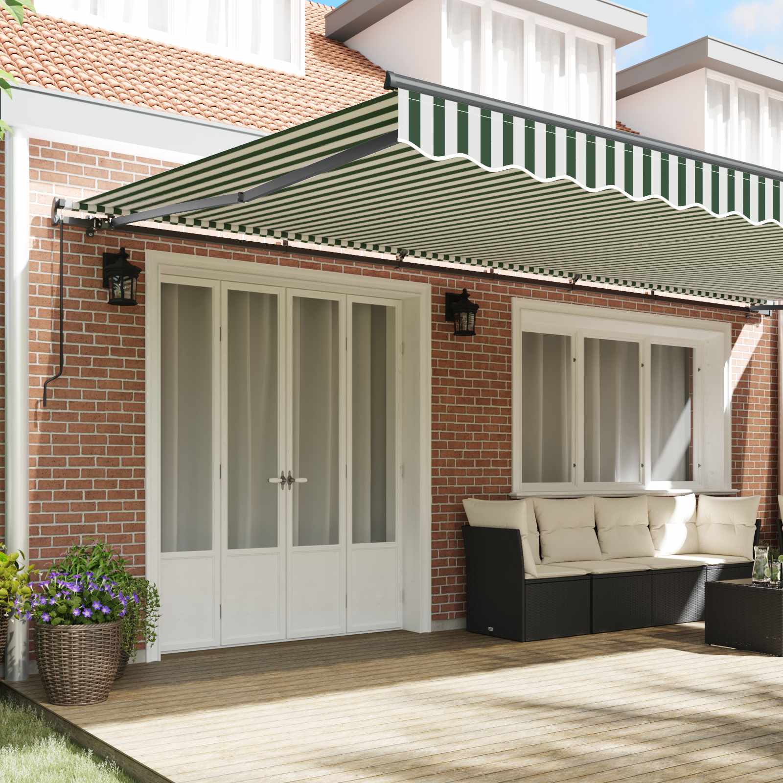 Tenda Retrattile Verde e Bianco 600 × 300 cm | homemem39