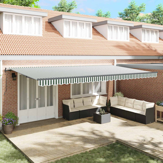 Tenda retrattile Verde e Bianco 600 × 300 cm | homemem39