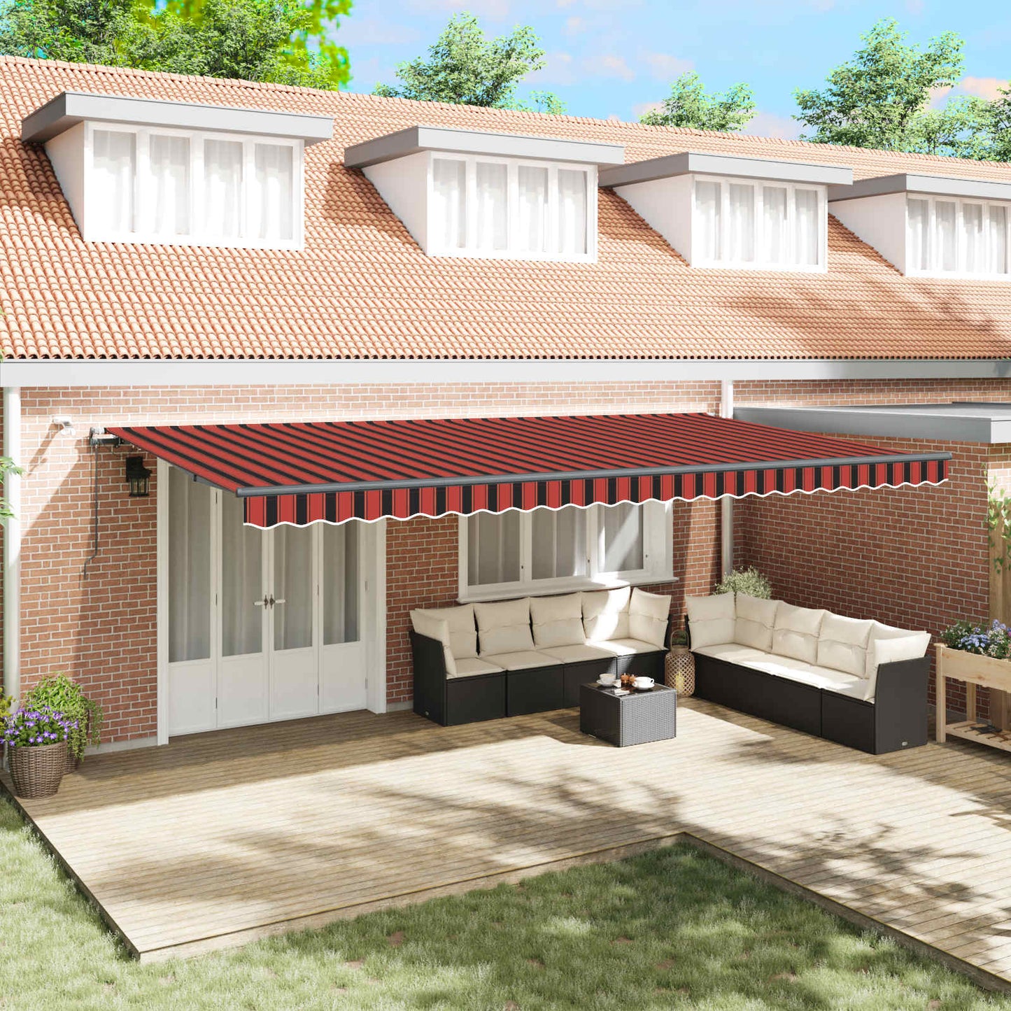 Tessuto per Tenda arancione e marrone 600 × 350 cm Poliestere | homemem39