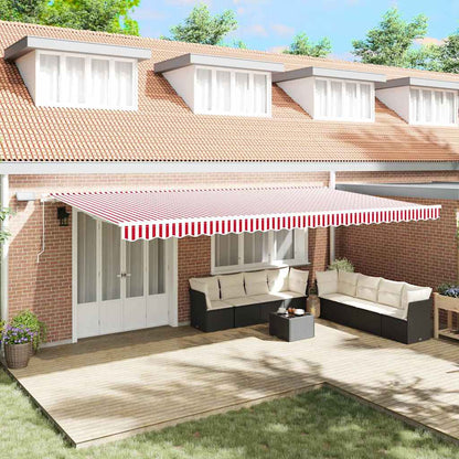 Tenda Retrattile Rosso e Bianco 600 × 350 cm Tessuto e acciaio | homemem39