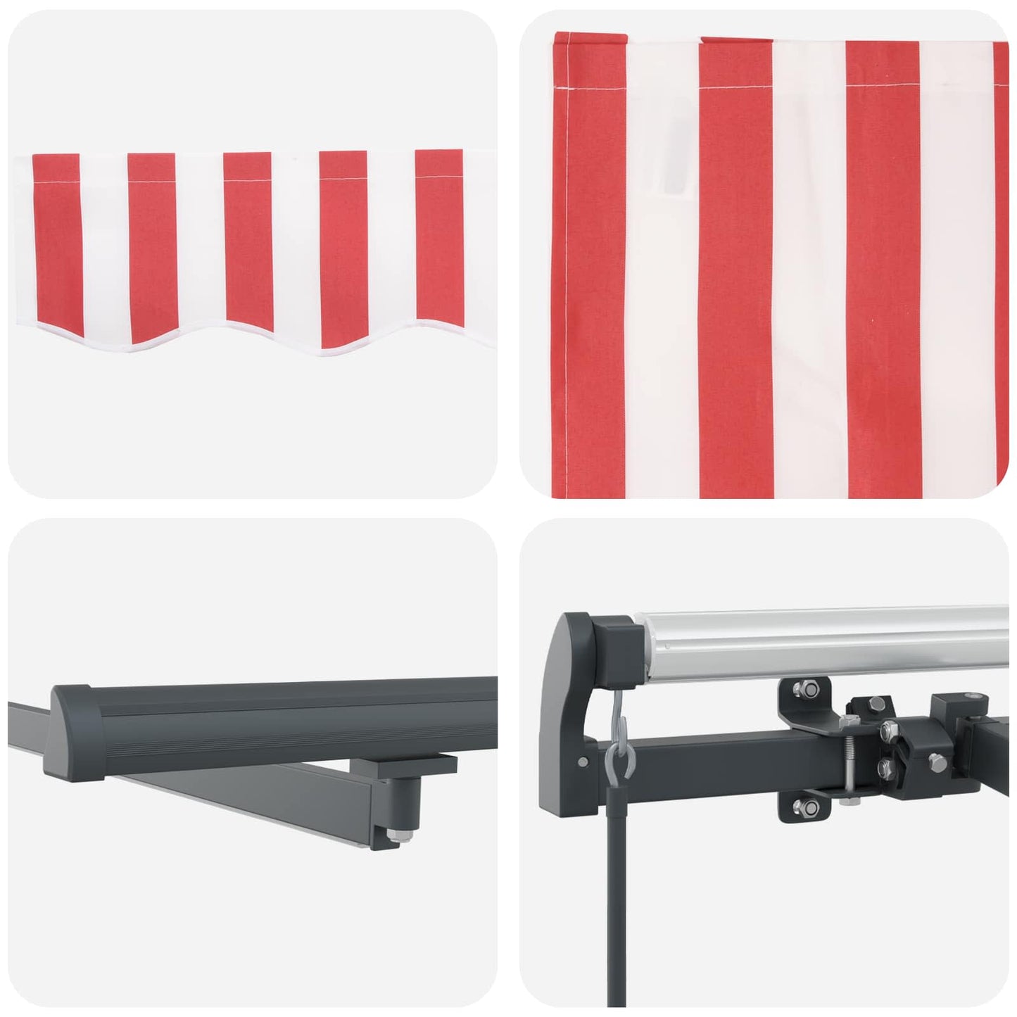 Tenda Retrattile Rosso e bianco 600 ×350 cm Tessuto | homemem39