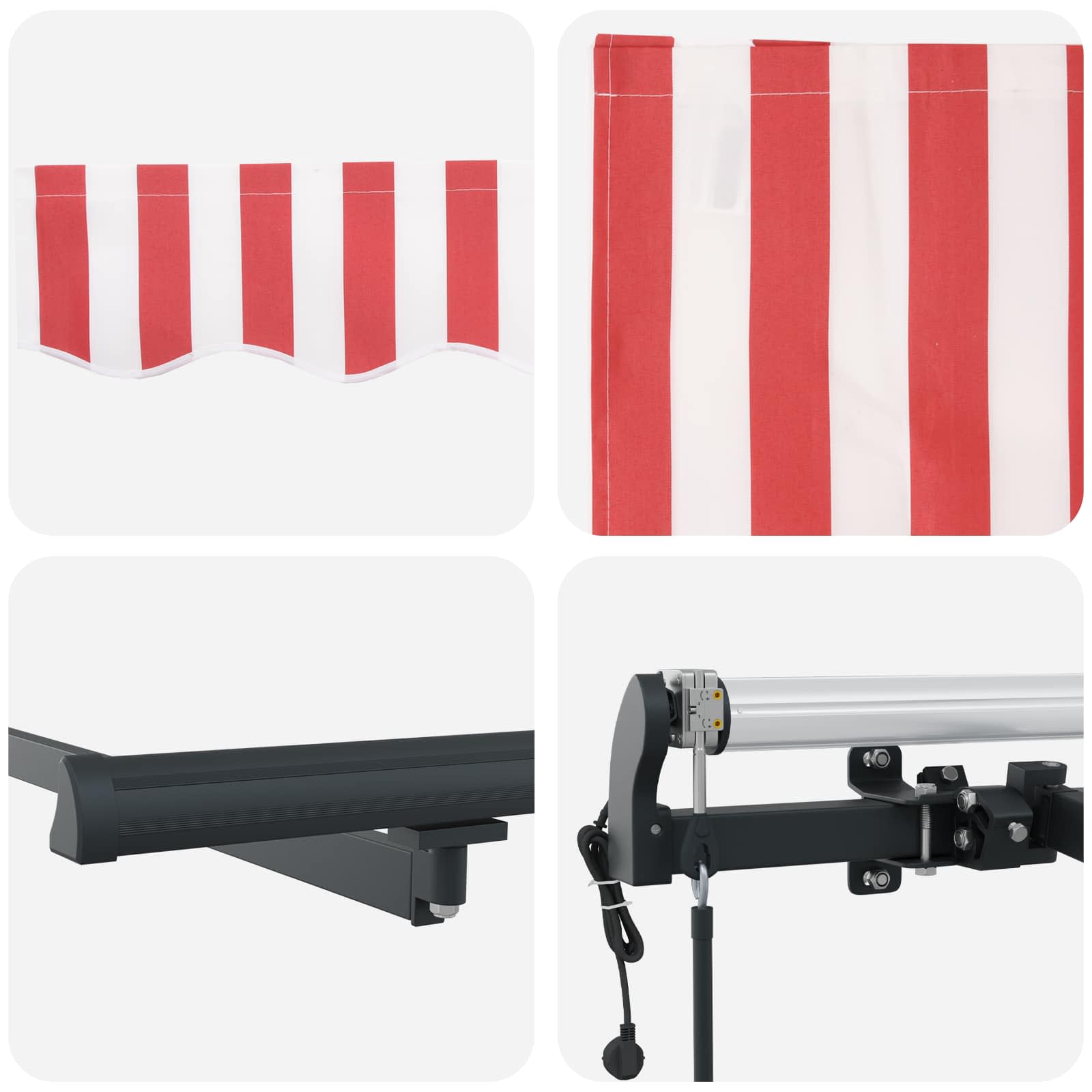 Tenda Retrattile Rosso e Bianco 600 × 350 cm | homemem39