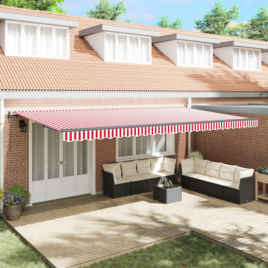 Tenda Retrattile Rosso e Bianco 600 × 350 cm | homemem39