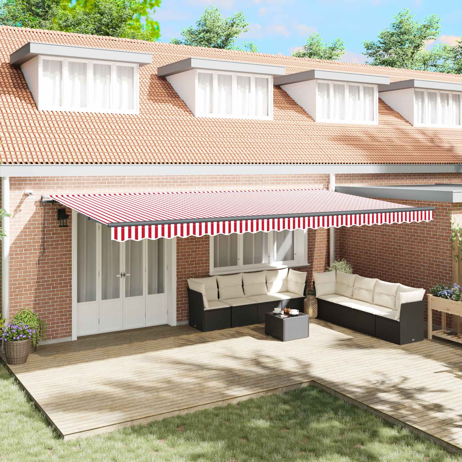 Tessuto per Tenda Rosso e Bianco 600 × 350 cm Poliestere | homemem39