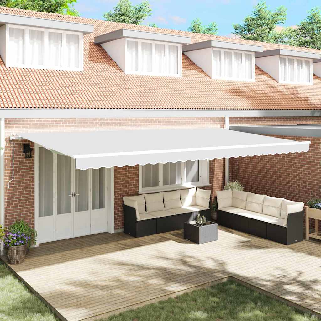 Tenda retrattile Bianco 600 × 350 cm Tessuto e Alluminio | homemem39