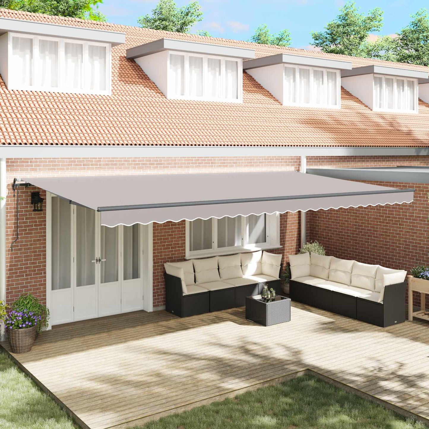 Tenda retrattile Grigio Chiaro 600 × 350 cm Tessuto e Alluminio