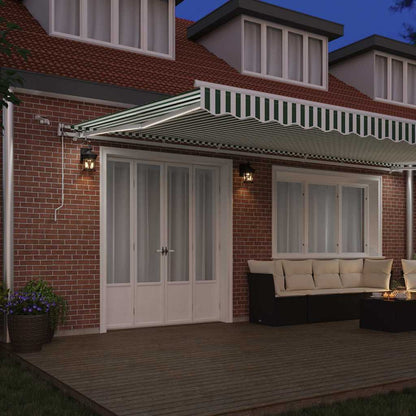 Tenda retrattile Verde e Bianco 600 × 350 cm Poliestere | homemem39