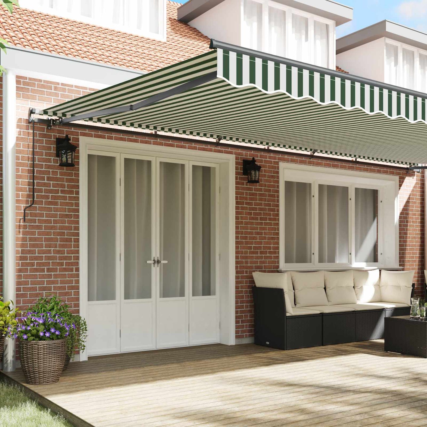 Tenda retrattile Verde e Bianco 600 × 350 cm | homemem39