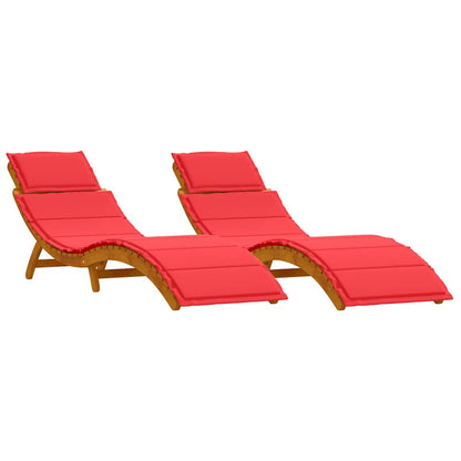 Lettino prendisole con cuscino 2 pcs Rosso 184 x 55 x 64cm