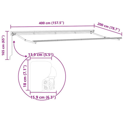 Struttura della tenda Regolabile Bianco 4 x 2 m Acciaio