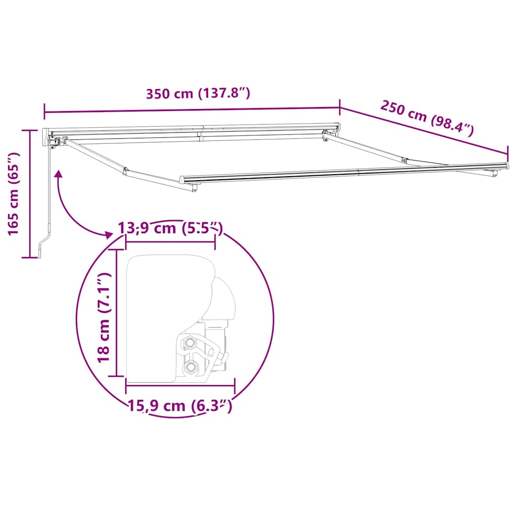 Struttura della tenda Regolabile Antracite 3,5 x 2,5 m Acciaio | homemem39
