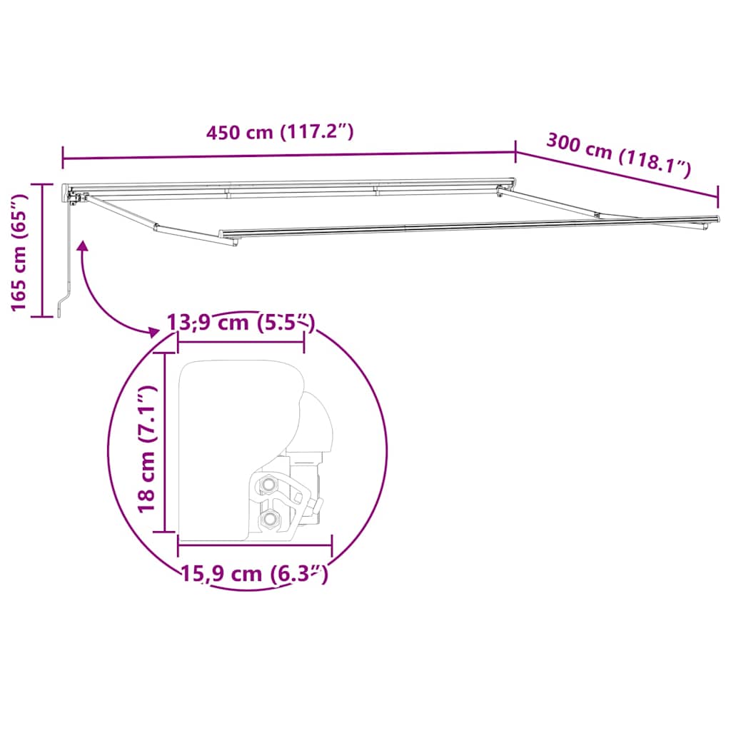 Struttura della tenda Antracite 4,5 × 3 m