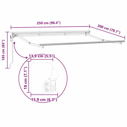 Struttura della tenda Regolabile Bianco 2,5 x 2 m Acciaio