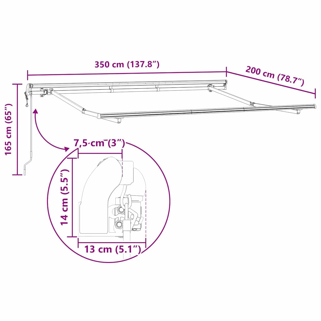 Struttura della tenda Antracite 3,5 x 2 m Metallo | homemem39