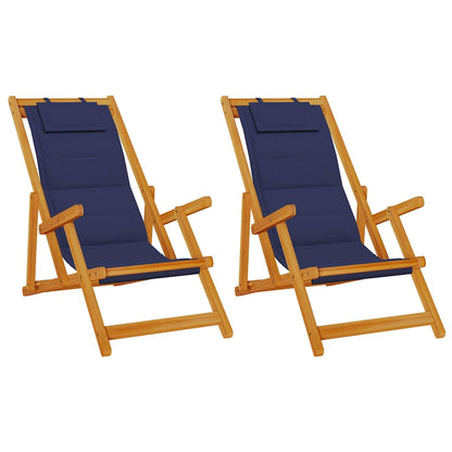 Sedia da spiaggia 2 pcs Marrone x Legno massello di acacia