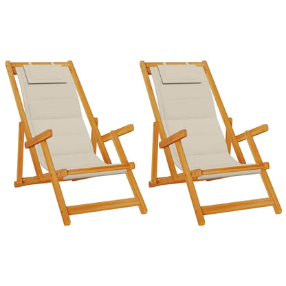 Sedia da spiaggia 2 pcs Marrone x Legno massello di acacia