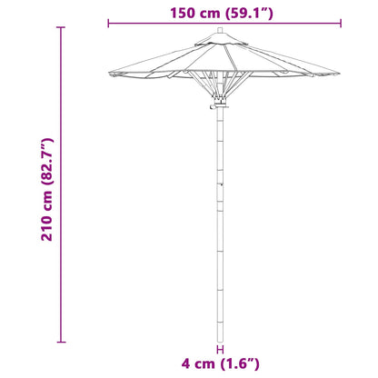 Ombrello da giardino Bianco Crema Ø 150 x 210 cm Bambù | homemem39