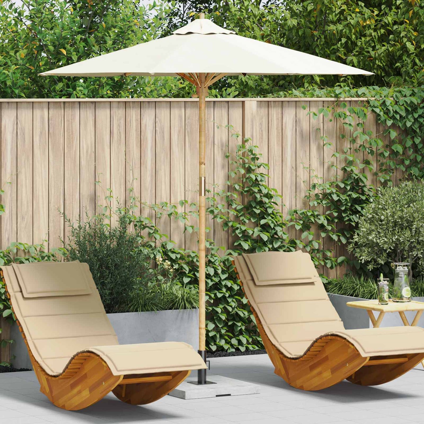Ombrello da giardino Bianco Crema Ø 217 x 230 cm Bambù | homemem39