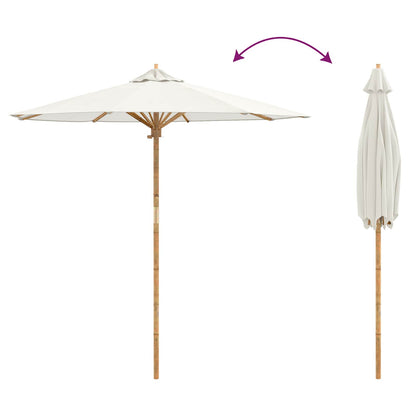 Ombrello da giardino Bianco Crema Ø 217 x 230 cm Bambù | homemem39