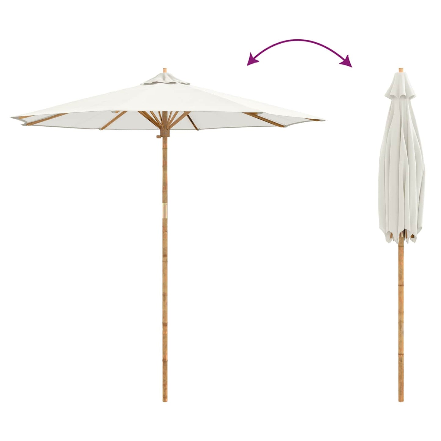 Ombrello da giardino Bianco Crema Ø 240 x 260 cm Bambù | homemem39
