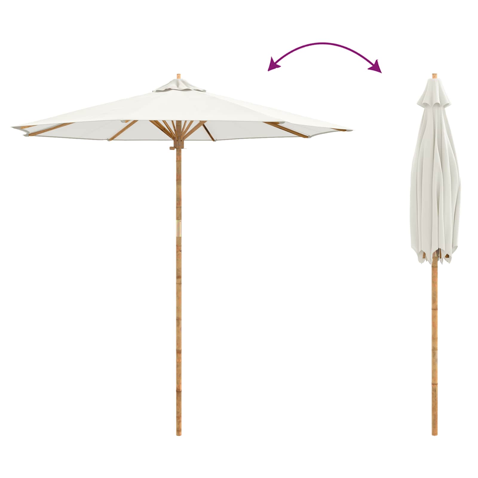 Ombrello da giardino Bianco Crema Ø 240 x 260 cm Bambù | homemem39