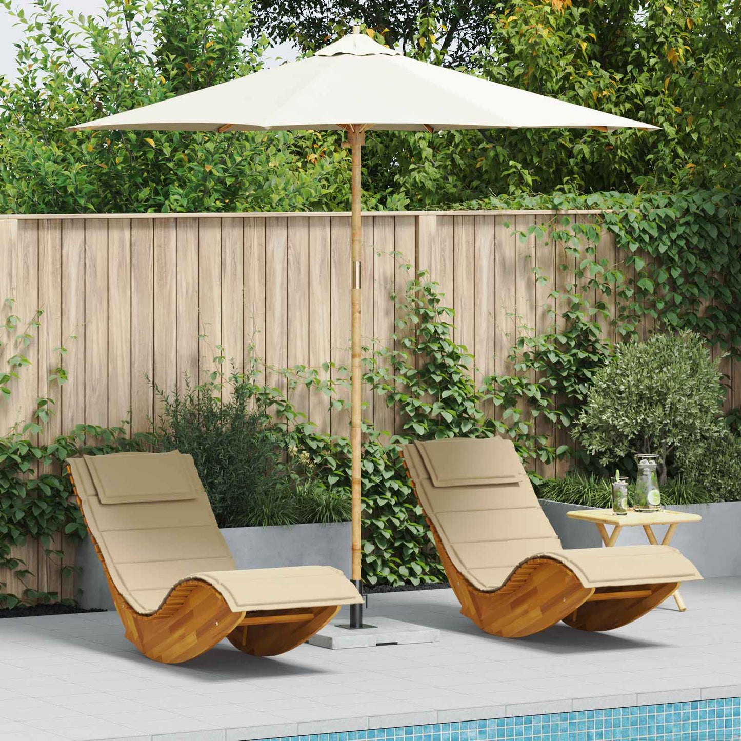 Ombrello da giardino Bianco Crema Ø 270 x 260 cm Bambù | homemem39