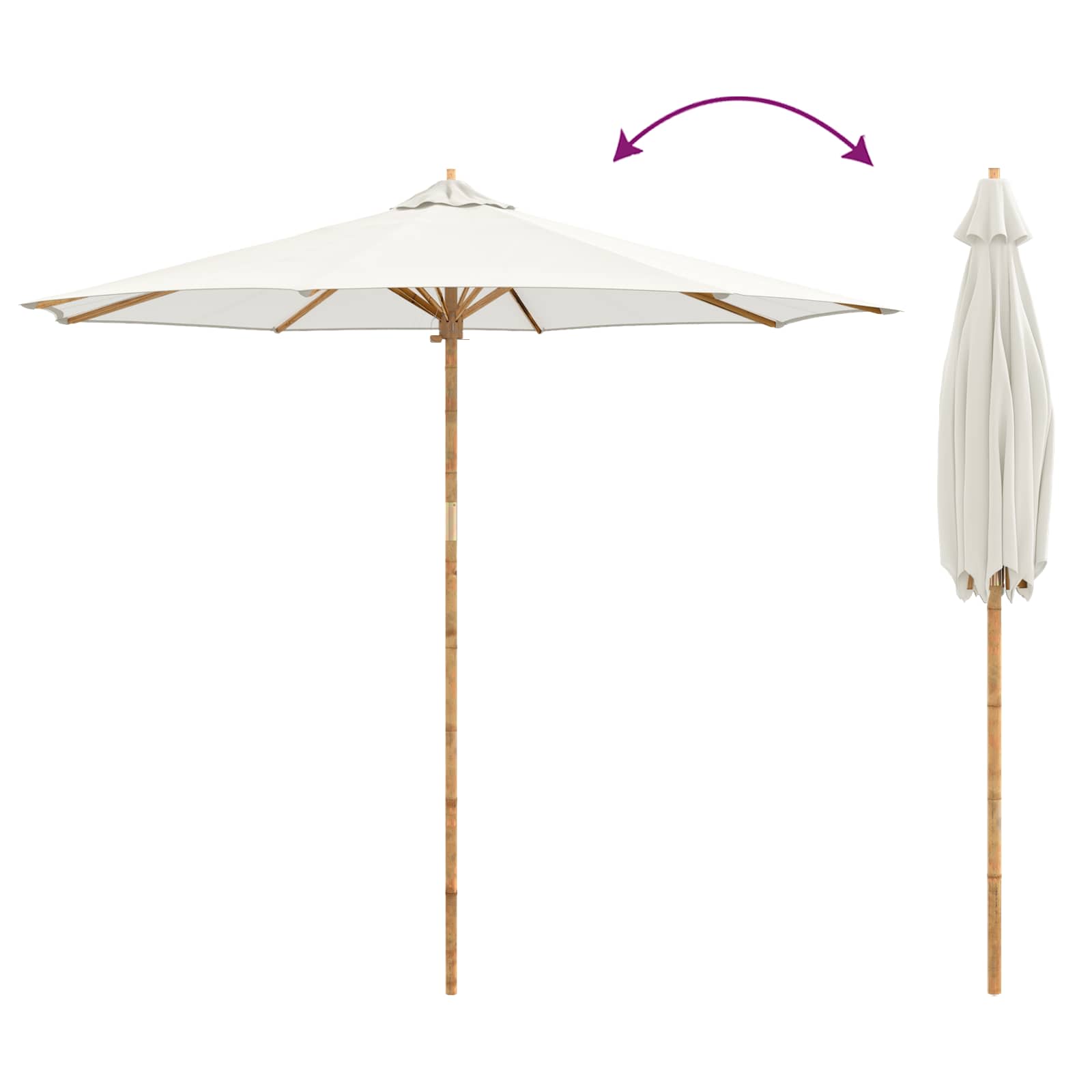 Ombrello da giardino Bianco Crema Ø 270 x 260 cm Bambù | homemem39