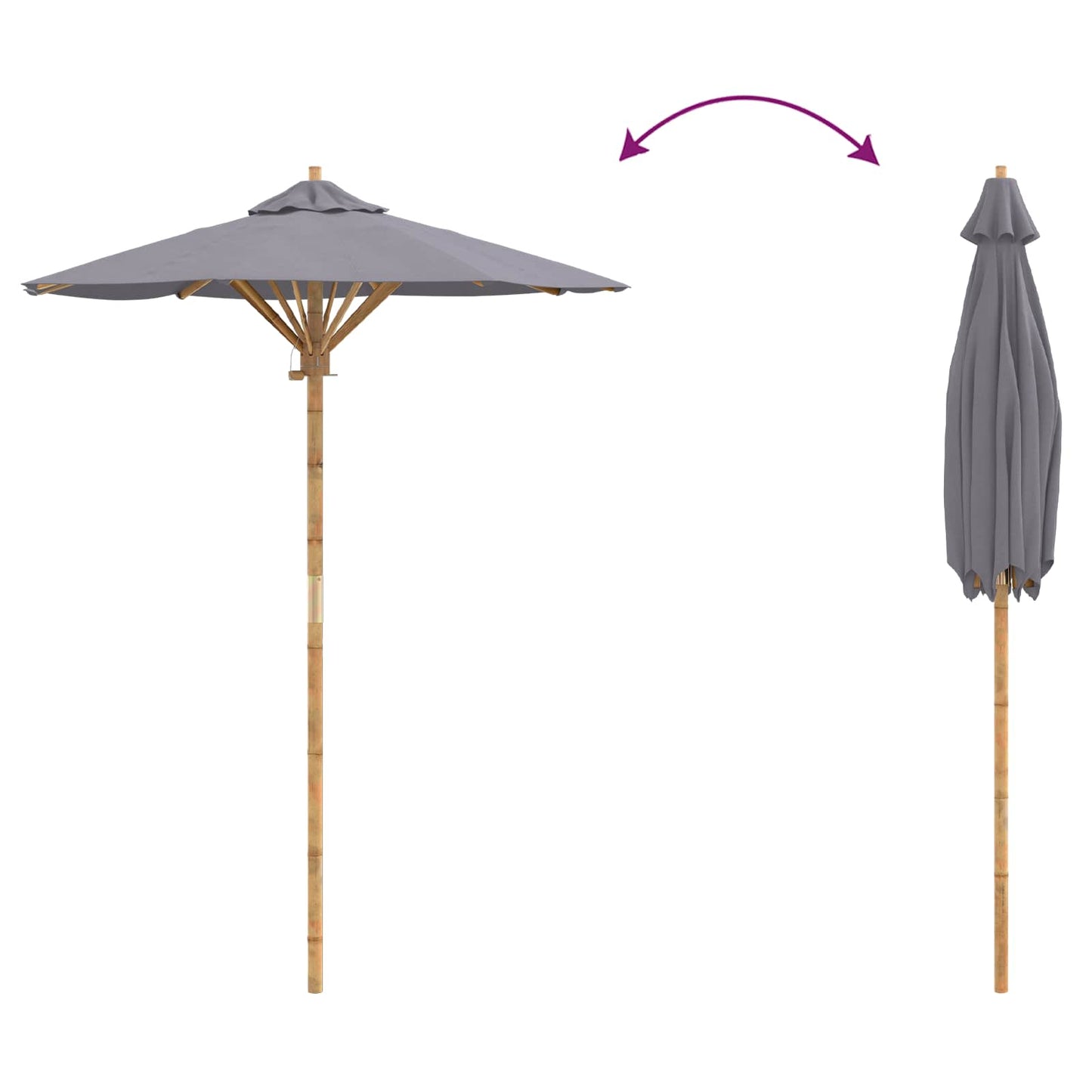 Ombrello da giardino Grigio scuro Ø 150 x 210 cm Bambù | homemem39