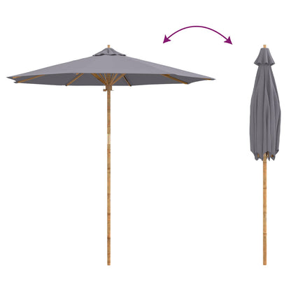 Ombrello da giardino Grigio scuro Ø 240 x 260 cm Bambù | homemem39