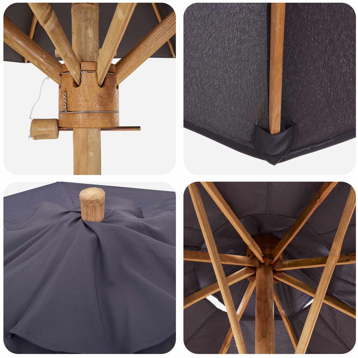 Ombrello da giardino Grigio scuro Ø 270 x 260 cm Bambù | homemem39