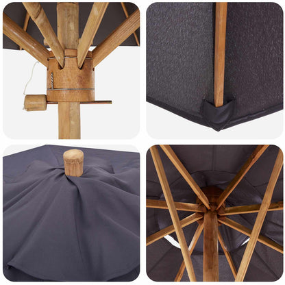 Ombrello da giardino Grigio scuro Ø 270 x 260 cm Bambù | homemem39