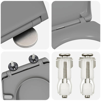 Sedile del WC con rilascio rapido Grigio 44.8 x 37.3 x 4.2 cm