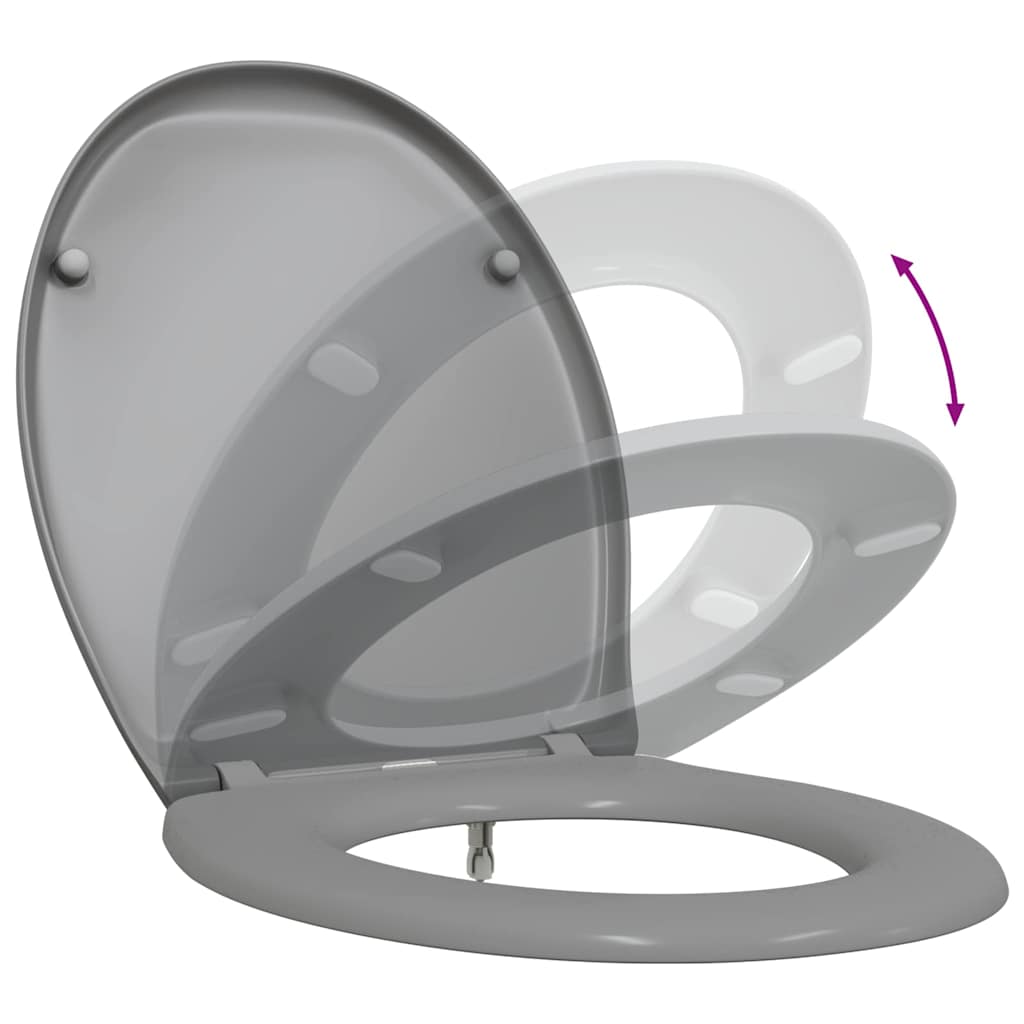 Sedile del WC con rilascio rapido Grigio 44.8 x 37.3 x 4.2 cm