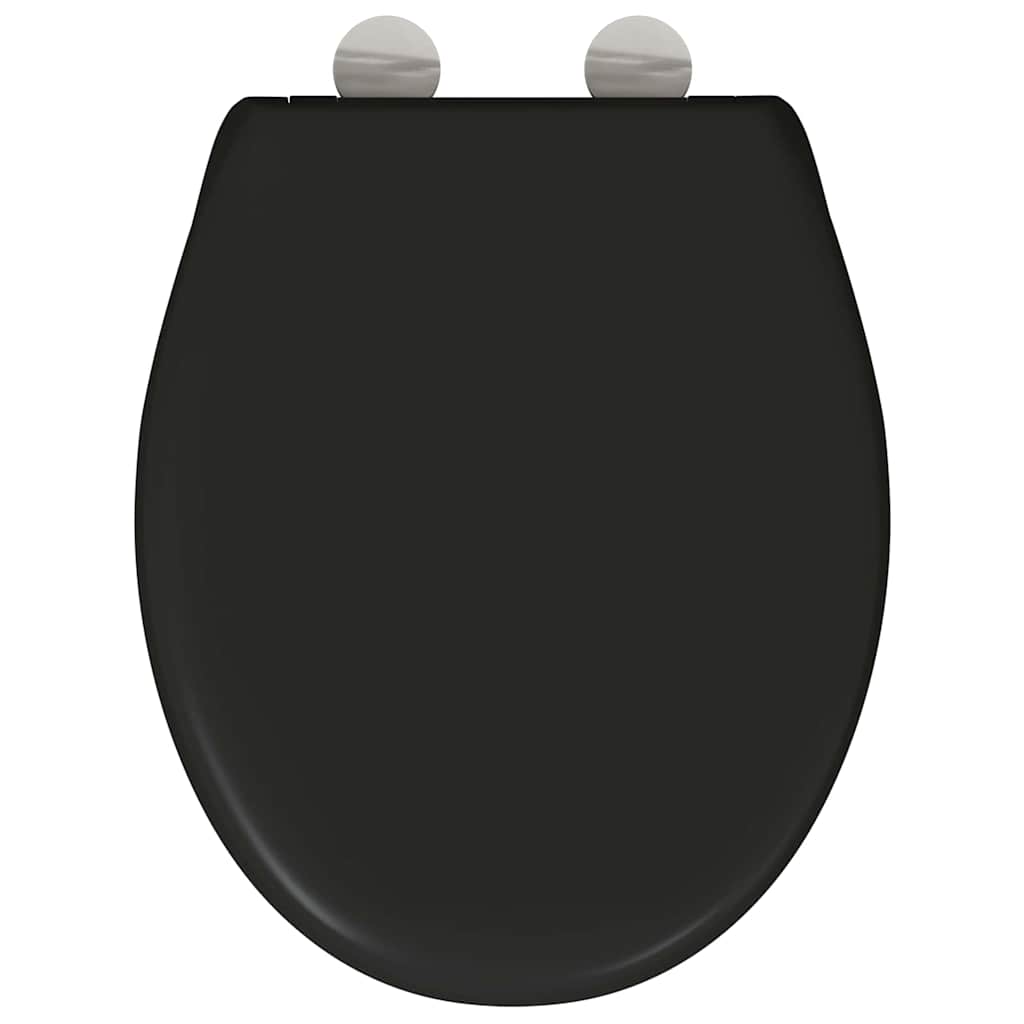 Sedile del WC con rilascio rapido Nero 44.8 x 37.3 x 4.2 cm