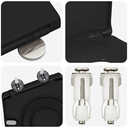 Sedile del WC con rilascio rapido Nero 44,5 x 37,3 x 4,3 cm