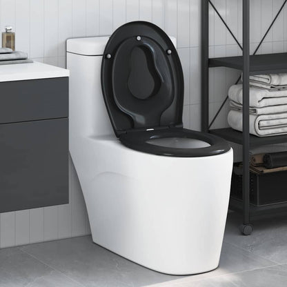 Sedile del WC con rilascio rapido Nero 44,5 x 37,3 x 4,3 cm