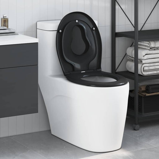 Sedile del WC con rilascio rapido Nero 44,5 x 37,3 x 4,3 cm