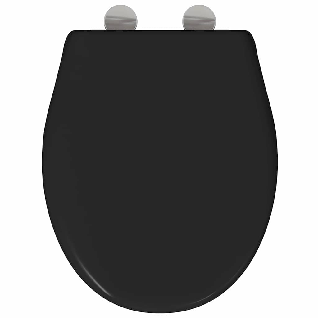 Sedile del WC con rilascio rapido Nero 44,5 x 37,3 x 4,3 cm
