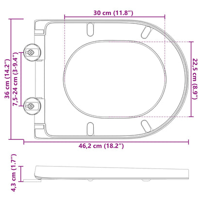 Sedile del WC Antracite 49 x 36 x 4 cm Duroplast
