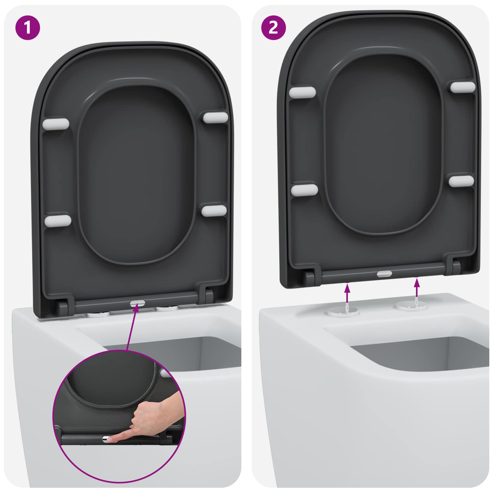 Sedile del WC Antracite 47,5 x 35 x 3,6 cm Duroplast | homemem39