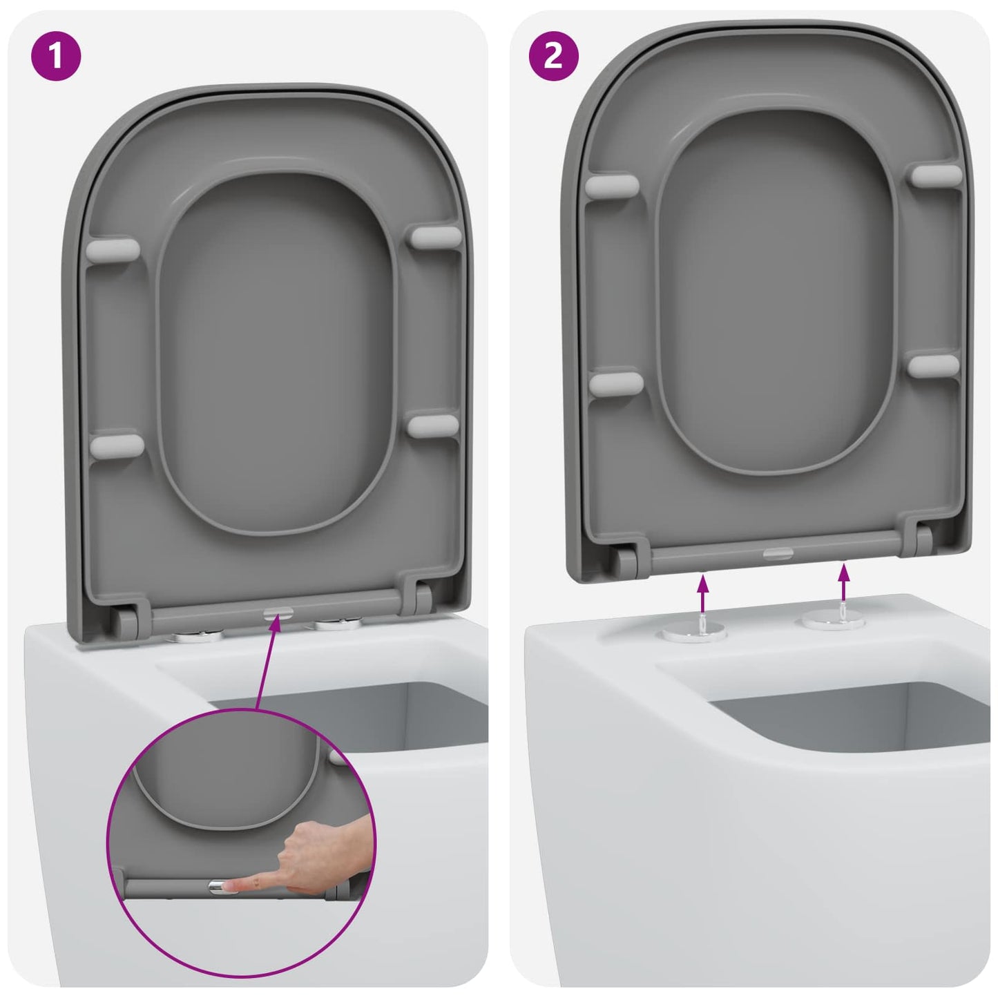 Sedile del WC Grigio 47,5 x 35 x 3,6 cm Duroplast | homemem39