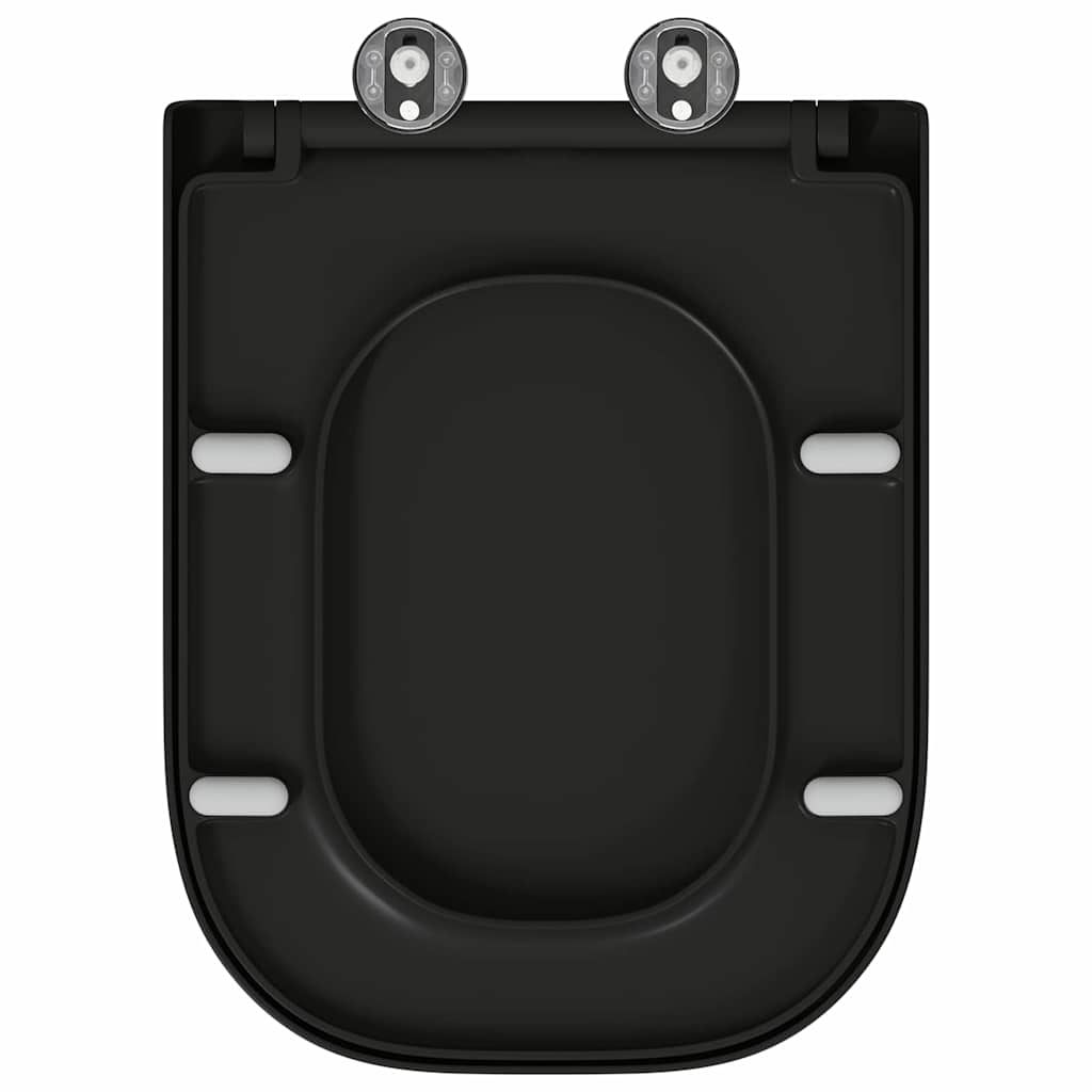 Sedile del WC con rilascio rapido Nero 44.5 x 35 x 3.6 cm